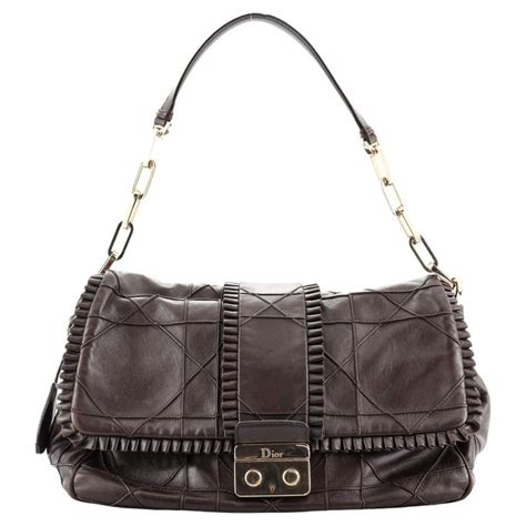 CHRISTIAN DIOR Lambskin Cannage Ruffle New Lock Flap